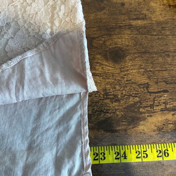 Sundance Linen Tunic Large Pale Pink Floral Lace Boho Cottagecore Soft Girl - Picture 6 of 9